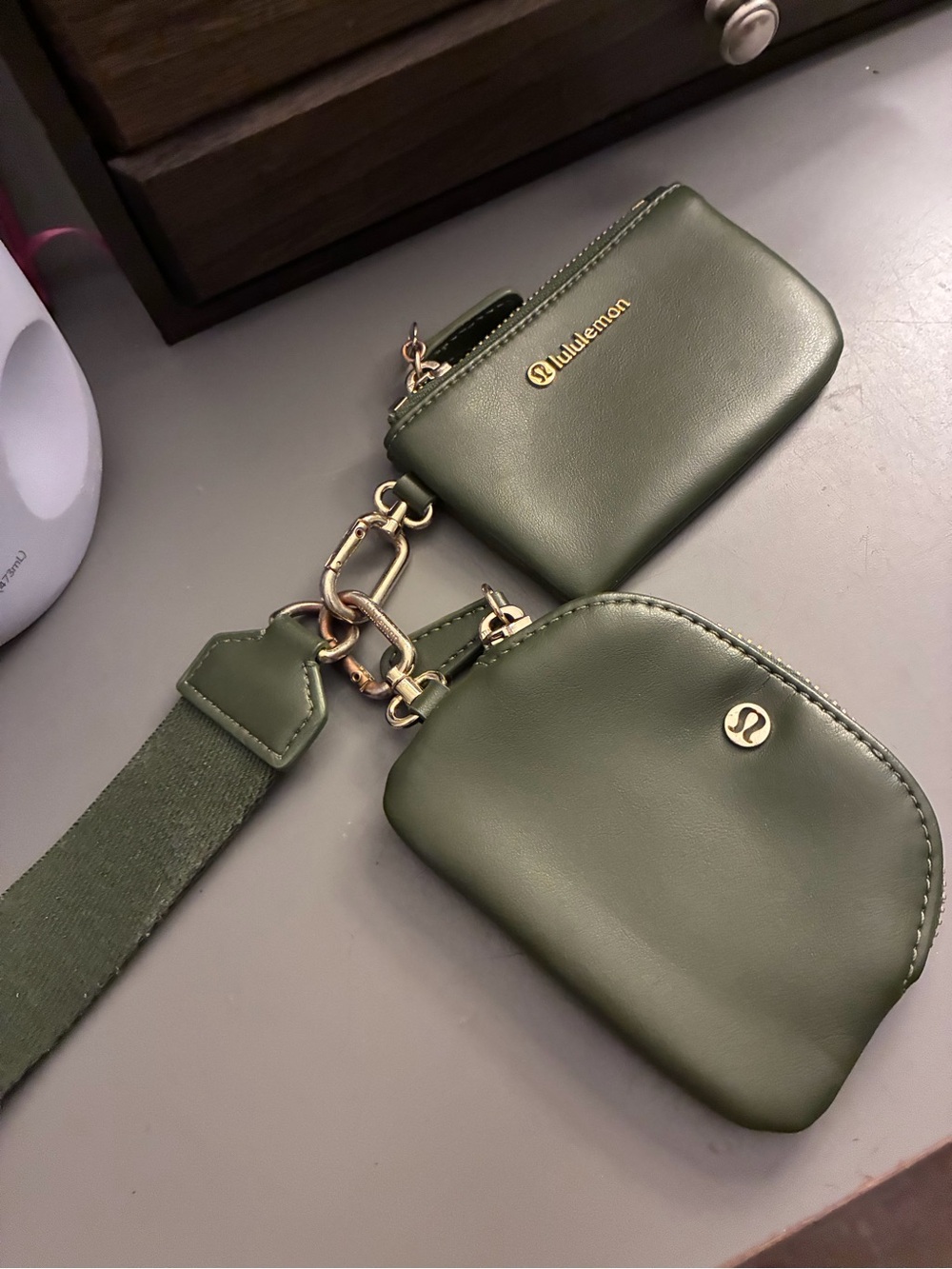 lululemon athletica Olive Green Dual Pouch wristlet